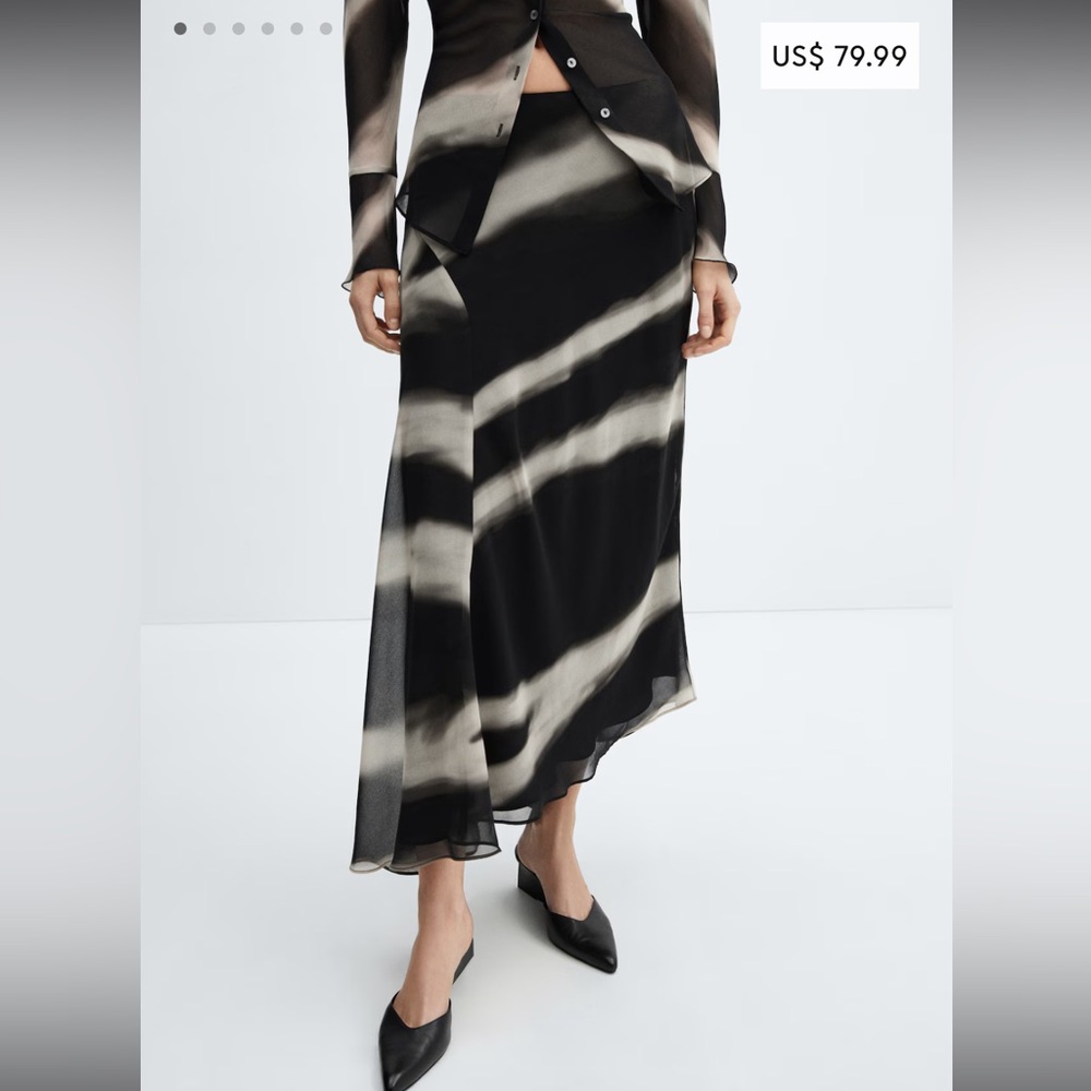 Mango Asymmetrical printed skirt